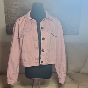 Boden Pink Linen Cotton Crop Jacket for Women